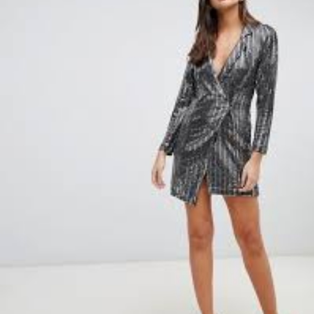 New Look Sequin Tux Dress ASOS